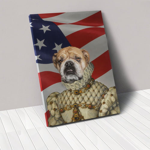 Crown and Paw - Canvas The Princess - USA Flag Edition - Custom Pet Canvas