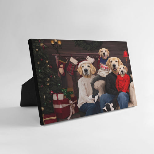 Crown and Paw - Standing Canvas The Family Christmas (Four Pets) - Custom Standing Canvas