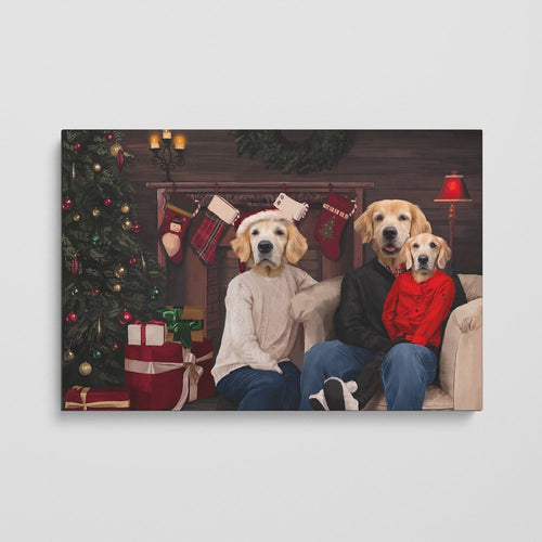 Crown and Paw - Canvas The Family Christmas (Three Pets) - Custom Pet Canvas 8" x 10" / Family B