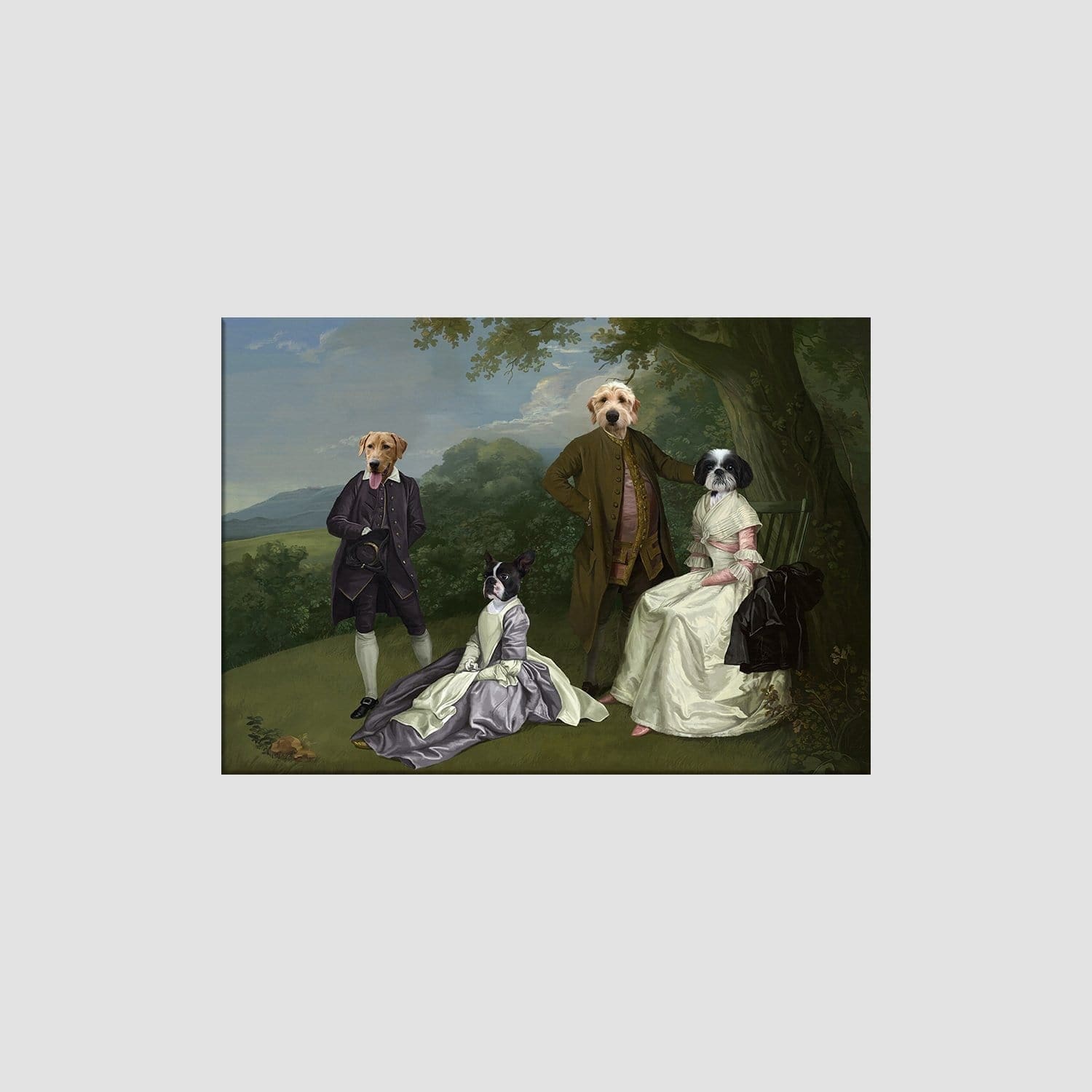 Crown and Paw - Canvas The Family Picnic (Four Pets) - Custom Pet Canvas 8" x 10" / Family A