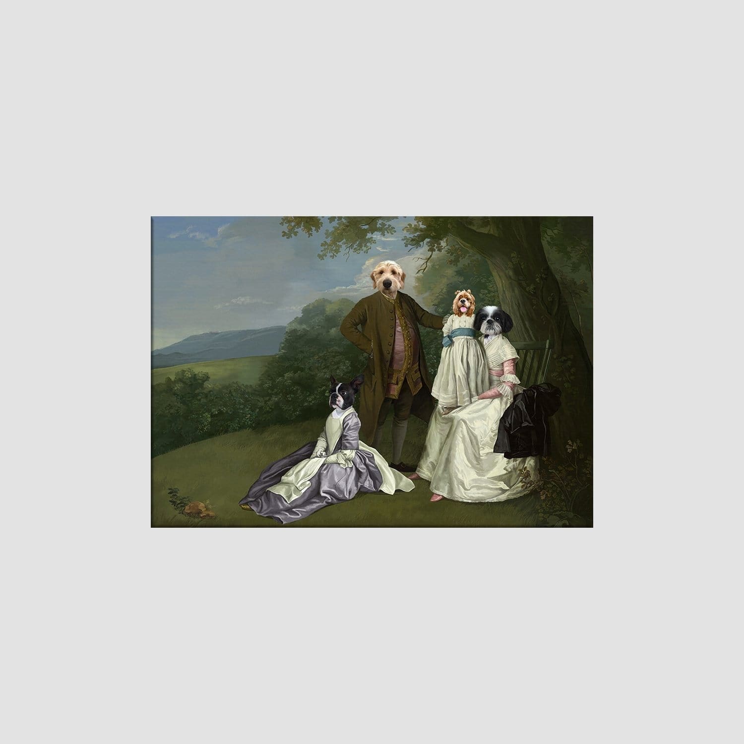 Crown and Paw - Canvas The Family Picnic (Four Pets) - Custom Pet Canvas 8" x 10" / Family L