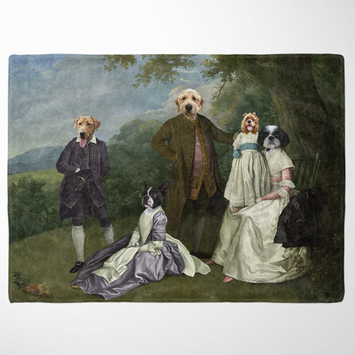 Crown and Paw - Blanket The Family Picnic (Five Pets) - Custom Pet Blanket 30" x 40" / Family K