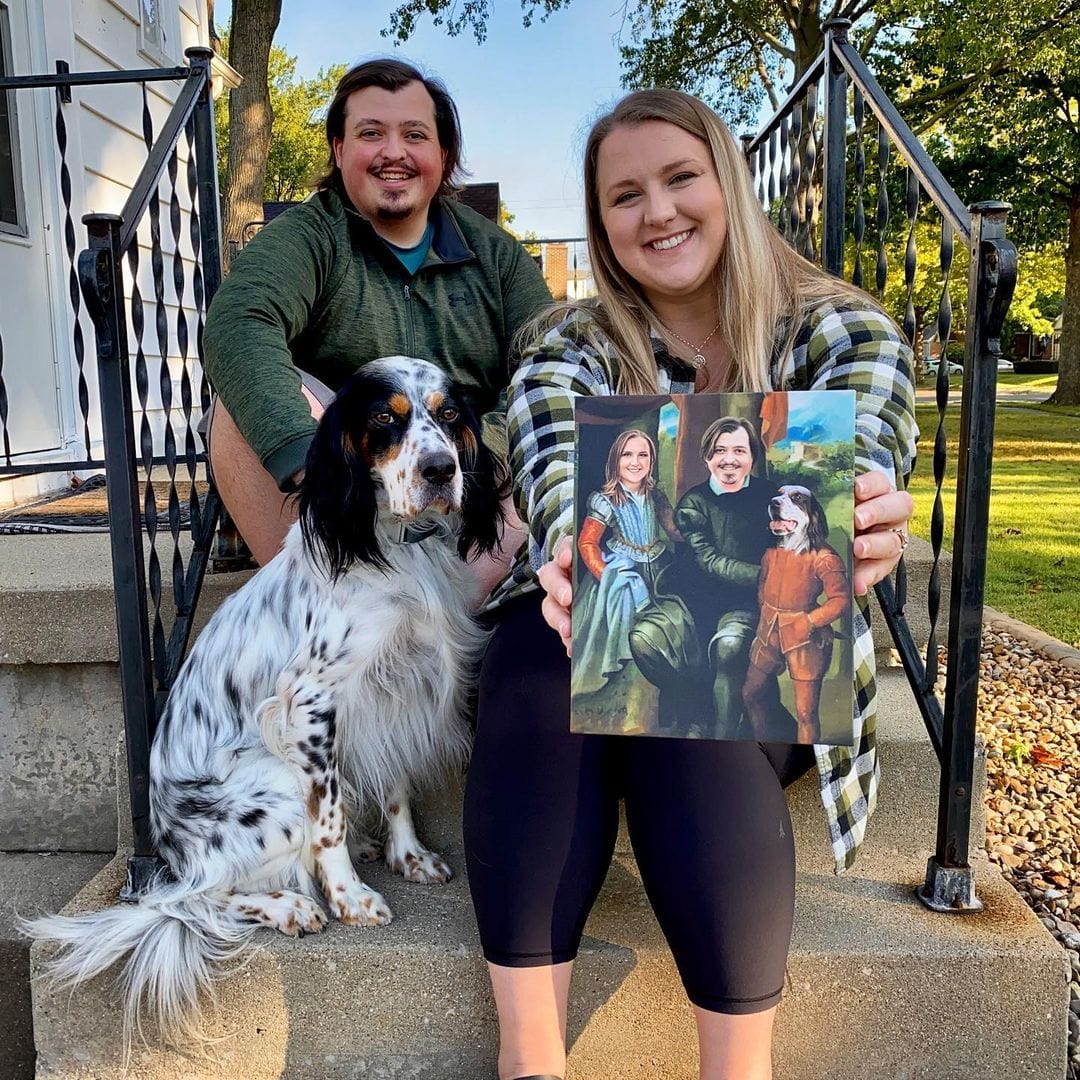 Crown and Paw - Canvas The Family of Three - Custom Pet Canvas