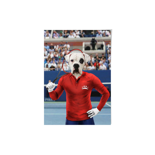 Crown and Paw - Poster Male Tennis Player - Custom Pet Poster 8.3" x 11.7" / Red