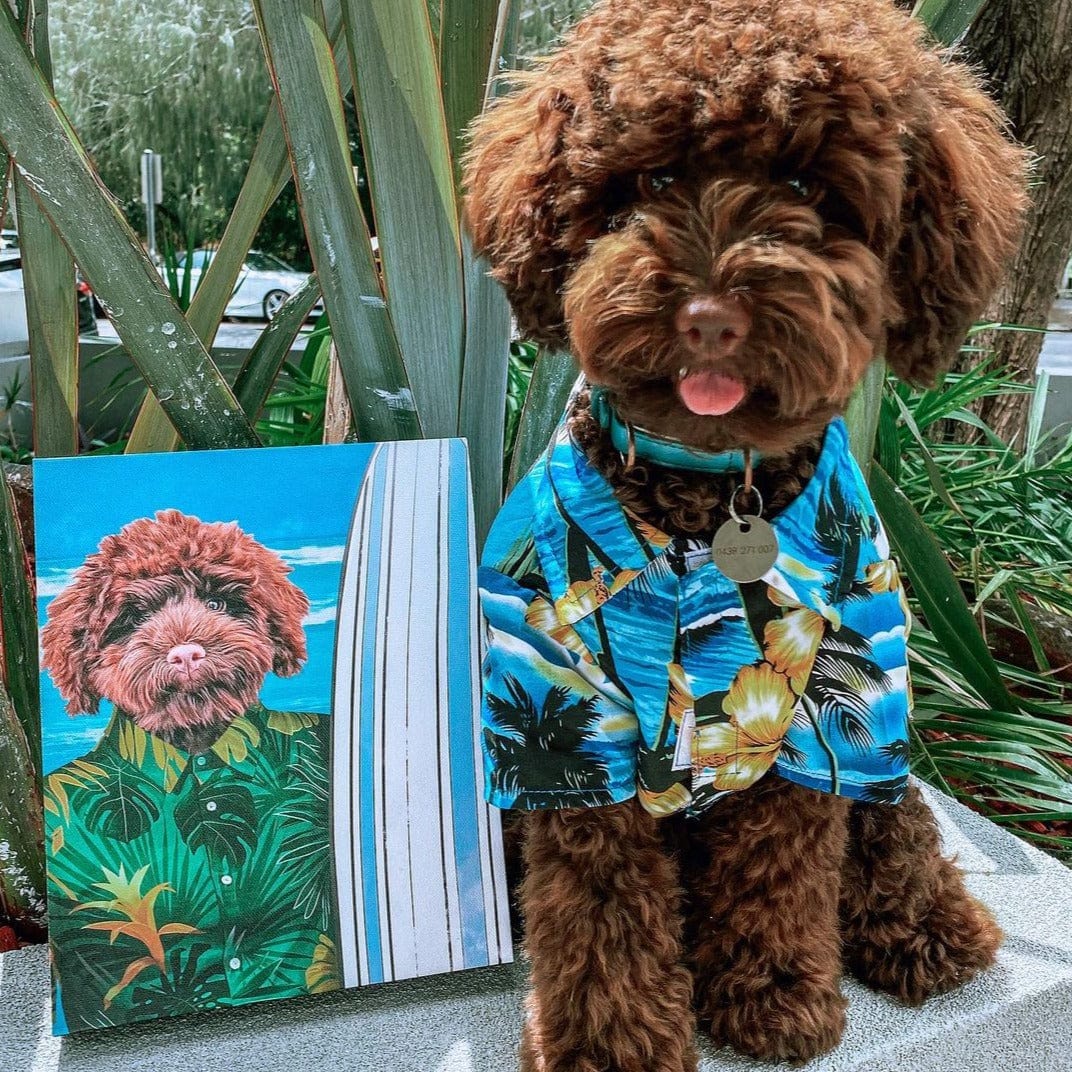 Crown and Paw - Canvas The Surfer - Custom Pet Canvas 8" x 10" / Green