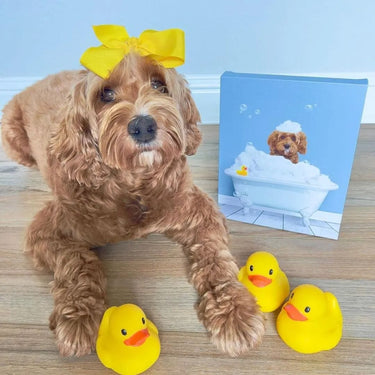 Bath Tub Pet Portrait (One Pet) - Custom Pet Art