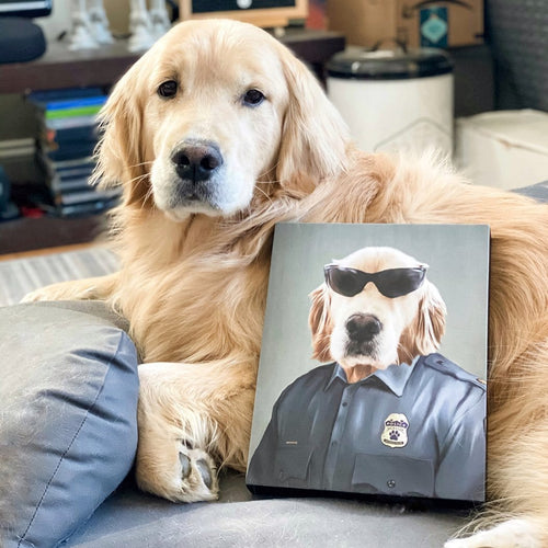 Crown and Paw - Canvas The Male Police Officer - Custom Pet Canvas